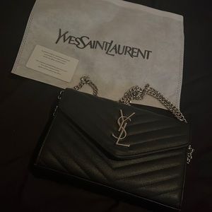 YSL Saint Laurent BLACK Envelope Bag Clutch Purse